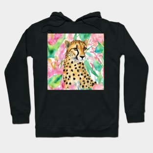 Preppy watercolor portrait of cheetah Hoodie